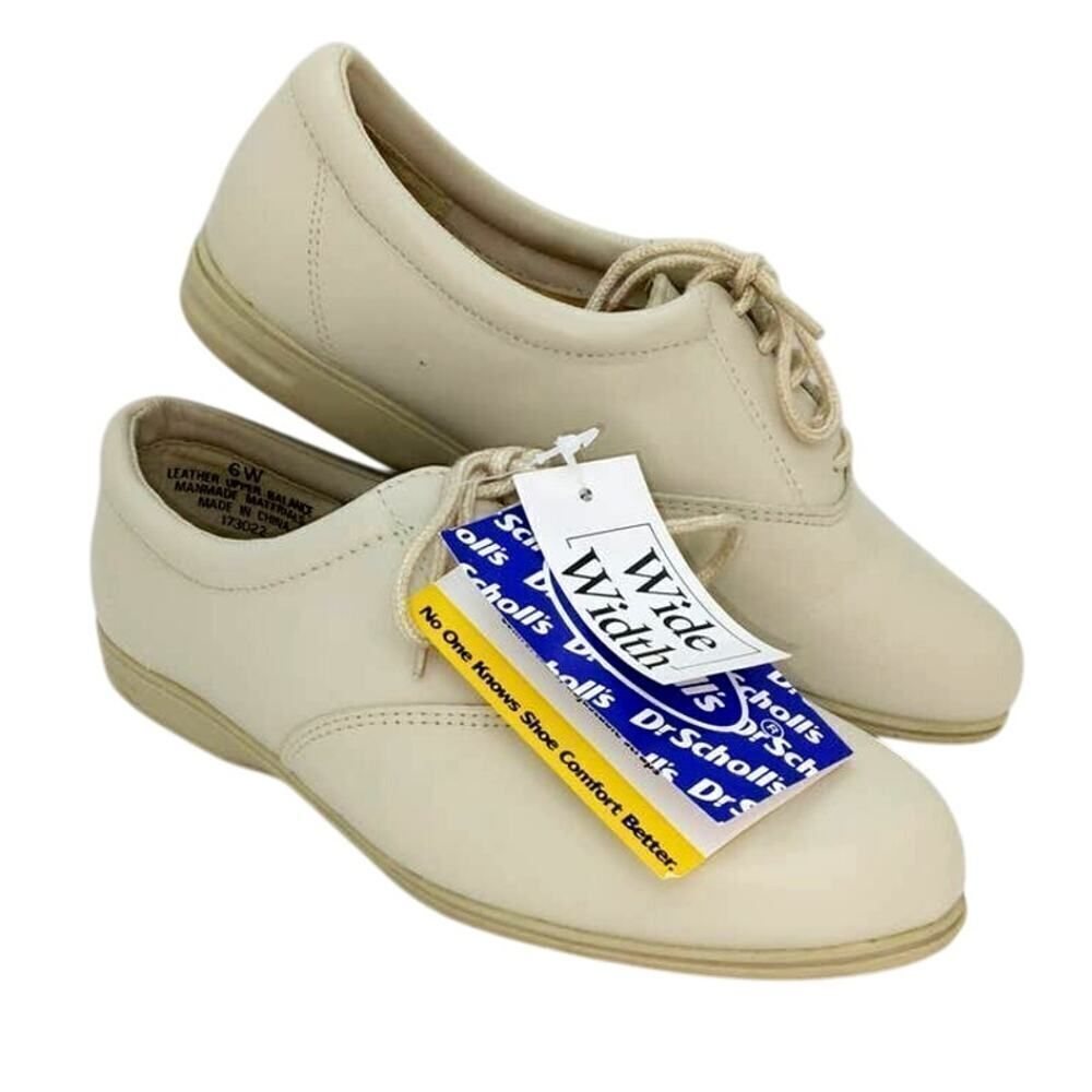 Dr. Scholl's NEW Leather Lace-up Women's Comfort Cream Colored Shoes - sz. 6W